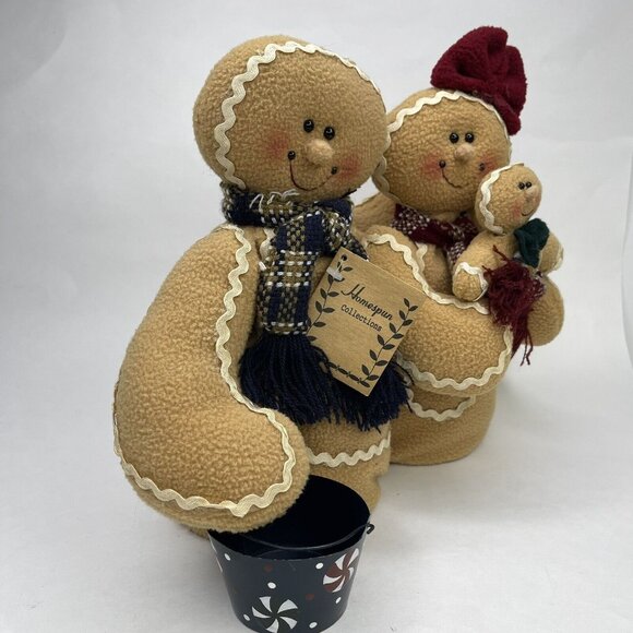 Vtg Homespun Collections Mr & Mrs Gingerbread Child Family Plush Christmas Decor - Picture 6 of 12